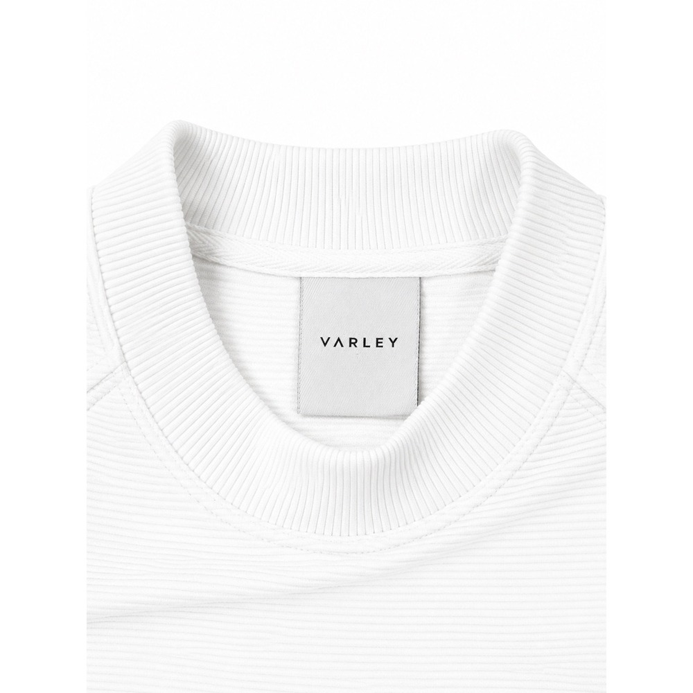Varley Goulding White Ribbed Side Zip Sweatshirt Pullover Size M Mock Neck Luxe - Picture 6 of 9